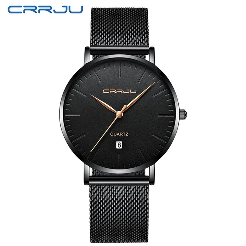 Men Blue Stainless Steel Ultra Thin Watches Men Classic Quartz Watches Luxury Date Men'S Wrist Watch Relogio Masculino