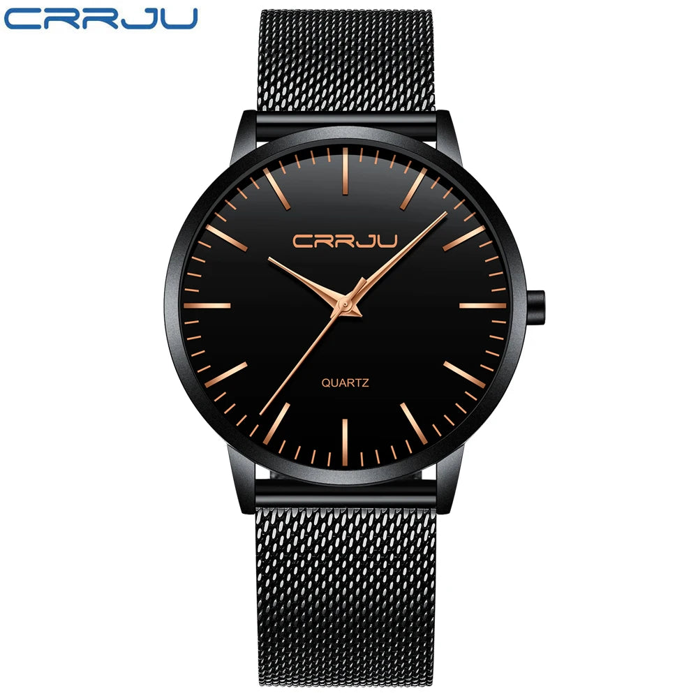 CRRJU Ultra Thin Fashion Male Wristwatch Top Brand Luxury Business Watches Waterproof Scratch-Resistant Men Watch Clock Relogio