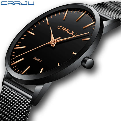 CRRJU Ultra Thin Fashion Male Wristwatch Top Brand Luxury Business Watches Waterproof Scratch-Resistant Men Watch Clock Relogio