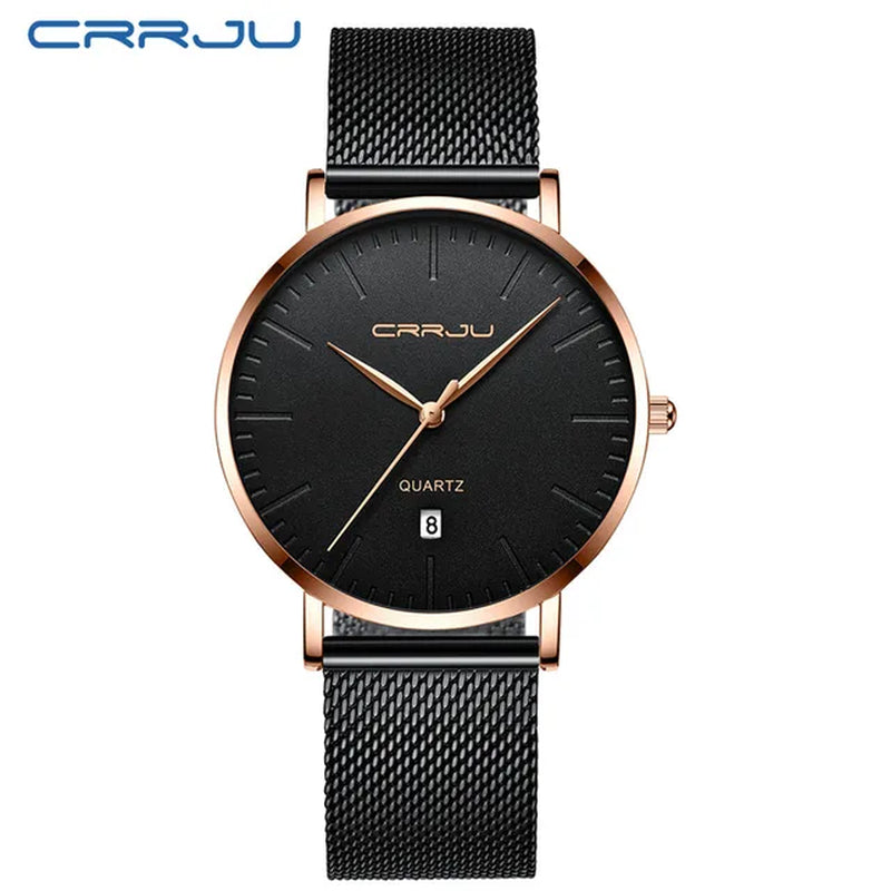 Men Blue Stainless Steel Ultra Thin Watches Men Classic Quartz Watches Luxury Date Men'S Wrist Watch Relogio Masculino