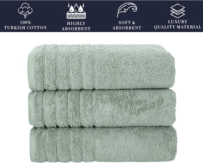 Barnum - Luxurious Turkish Bath Towels - Set of 3 | 100% Premium Turkish Cotton, Spa-Quality Absorbency & Comfort | 30"x56" (Green)