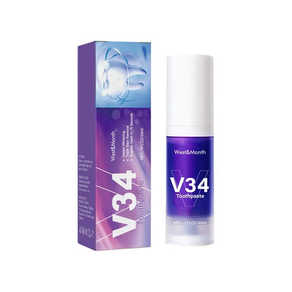 V34 30Ml SMILEKIT Purple Whitening Toothpaste Remove Stains Reduce Yellowing Care for Teeth Gums Fresh Breath Brightening Teeth