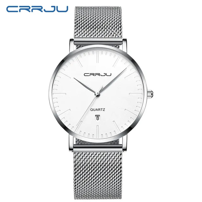 Men Blue Stainless Steel Ultra Thin Watches Men Classic Quartz Watches Luxury Date Men'S Wrist Watch Relogio Masculino