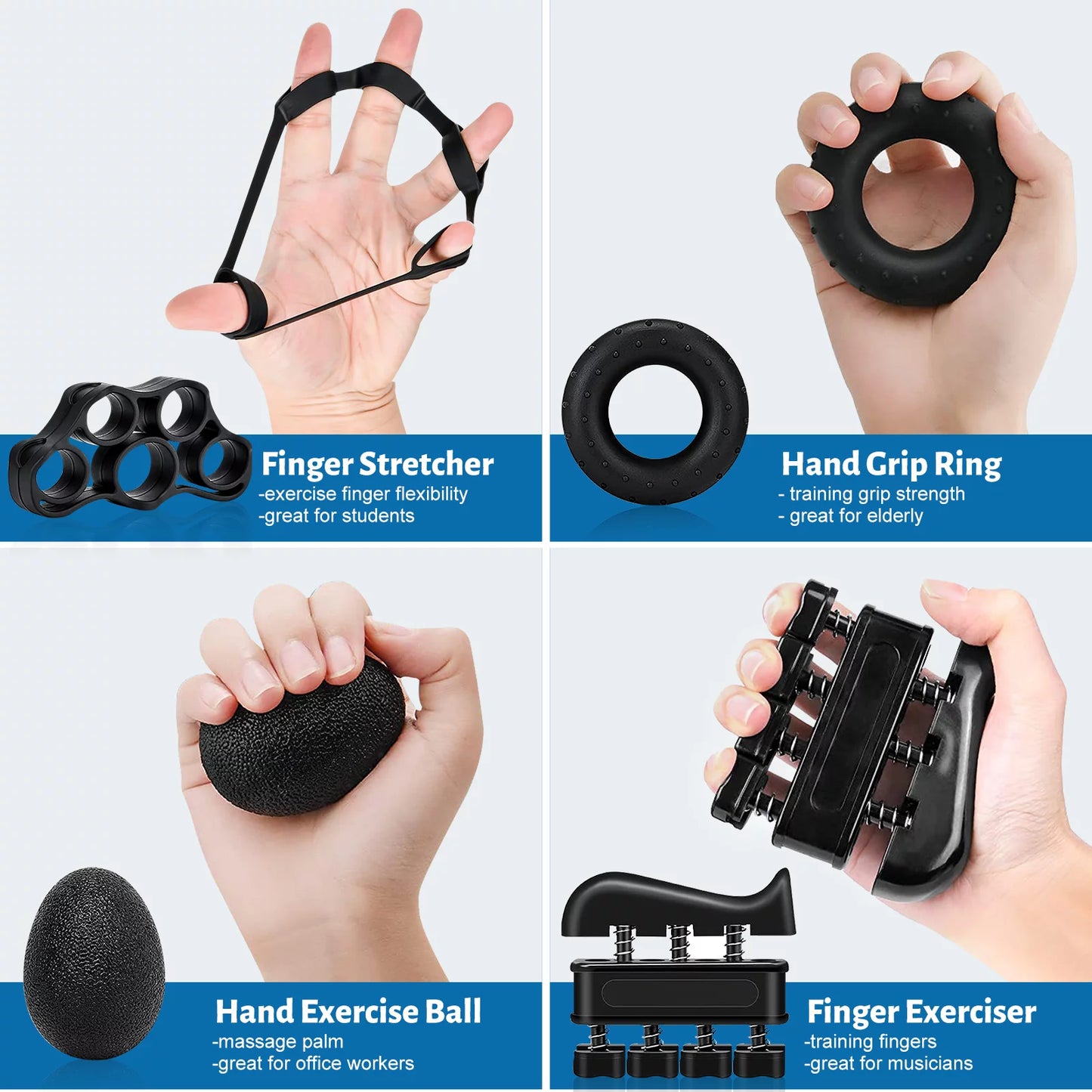 Ultimate 5-in-1 Hand Grip Strengthener - Adjustable Forearm and Finger Trainer for Maximum Strength