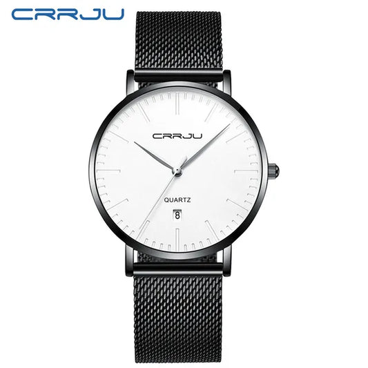 Men Blue Stainless Steel Ultra Thin Watches Men Classic Quartz Watches Luxury Date Men'S Wrist Watch Relogio Masculino