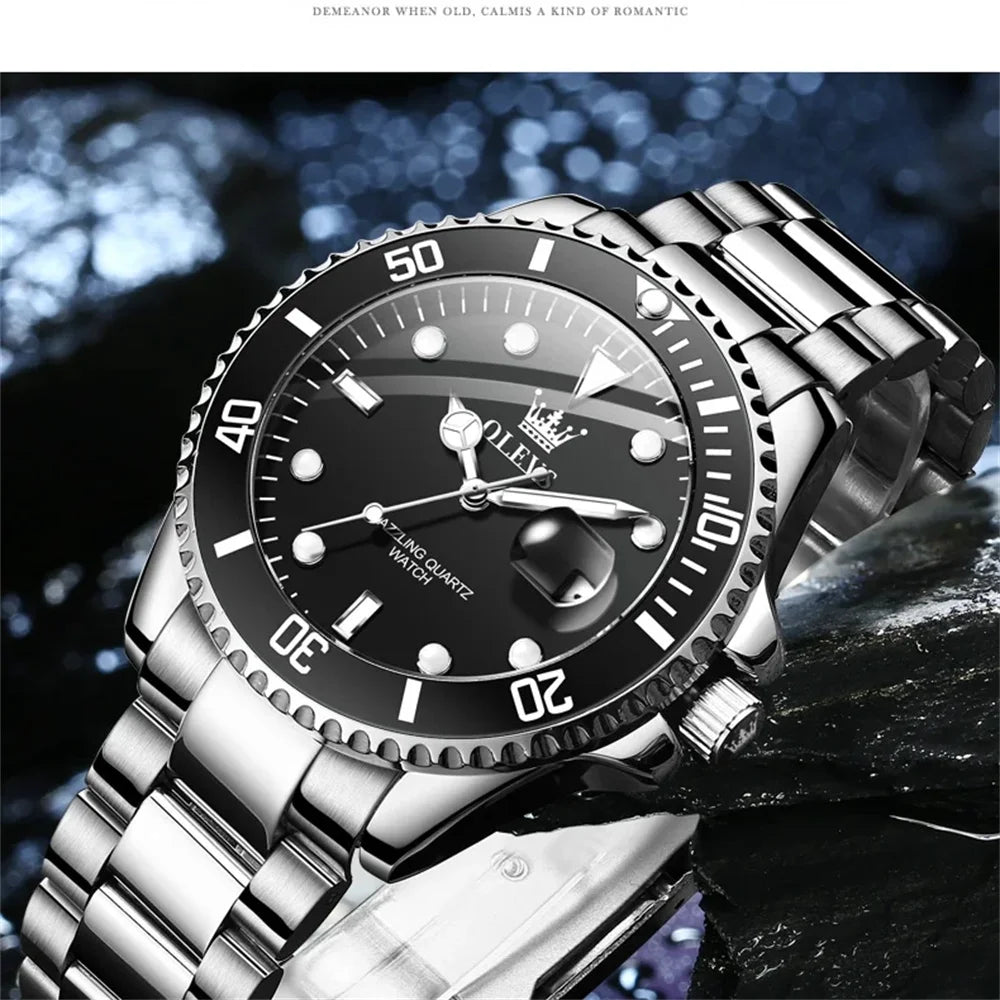 Luxury Men'S Wristwatch Stainless Stee Green Water Ghost Watch Top Brand Men'S Waterproof Date Clock Watch Men Luminous Waterproof with Gift Box