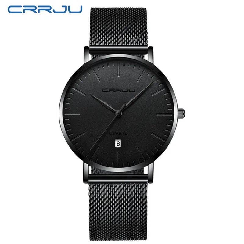 Men Blue Stainless Steel Ultra Thin Watches Men Classic Quartz Watches Luxury Date Men'S Wrist Watch Relogio Masculino