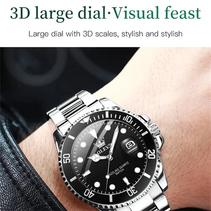 Luxury Men'S Wristwatch Stainless Stee Green Water Ghost Watch Top Brand Men'S Waterproof Date Clock Watch Men Luminous Waterproof with Gift Box